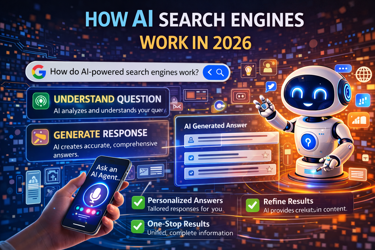 Diagram explaining the underlying architecture and pipelines of AI Search Engines