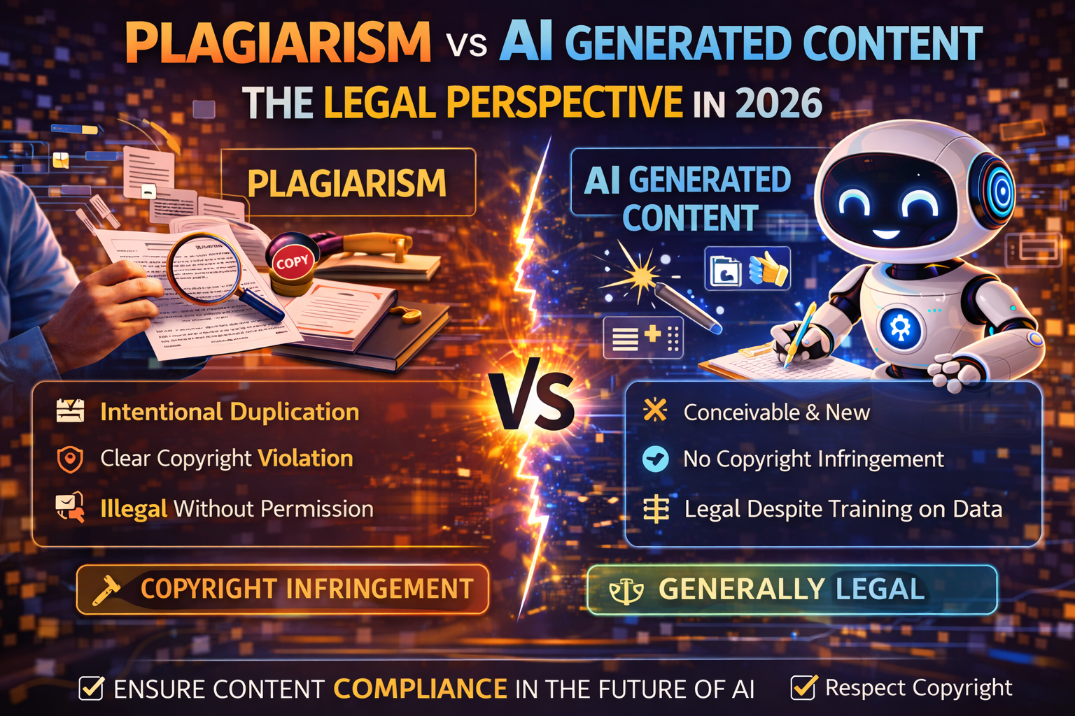 A visual representation of the legal framework surrounding AI-generated content
