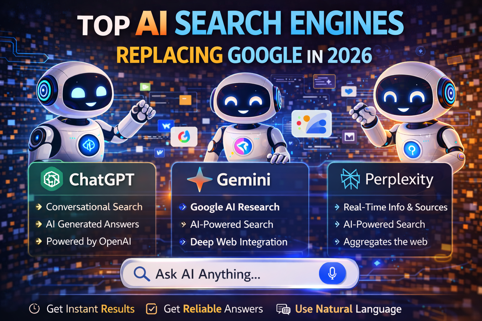 Visual representation of the market share battle between Google, ChatGPT, and Perplexity