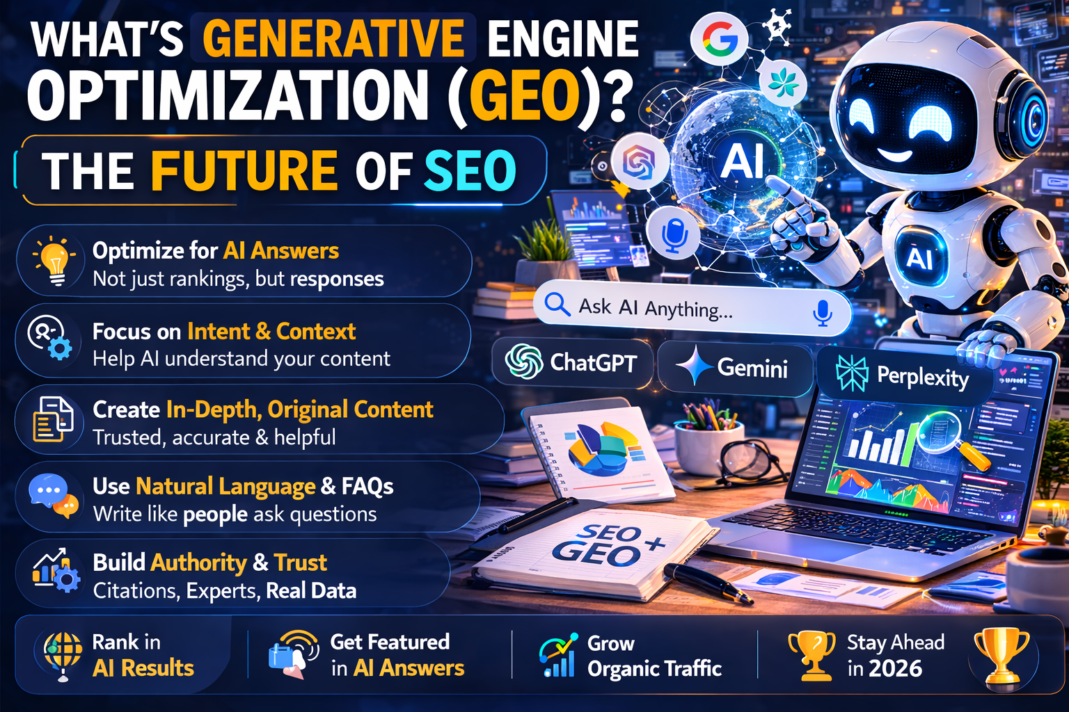 Futuristic interface representing Generative Engine Optimization and AI search platforms